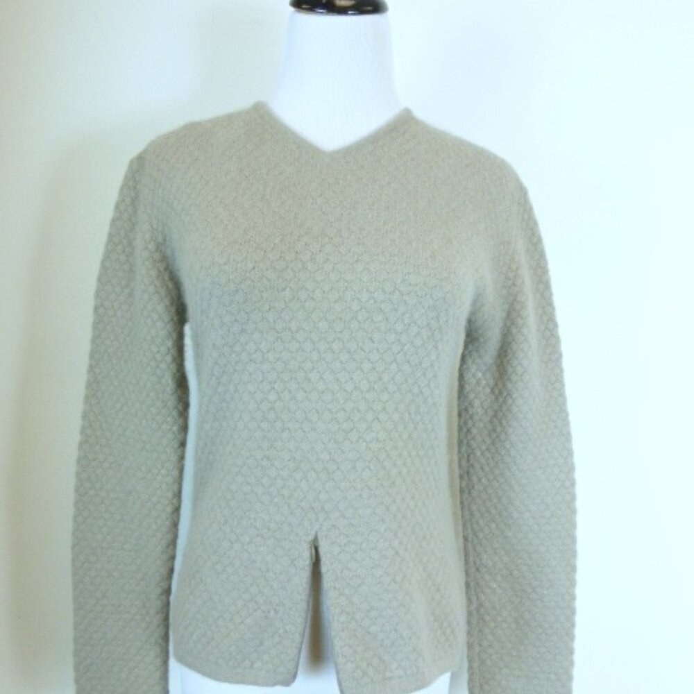 GIORGIO ARMANI EMPORIO Gray CASHMERE v neck sweater zip front M Italy i40